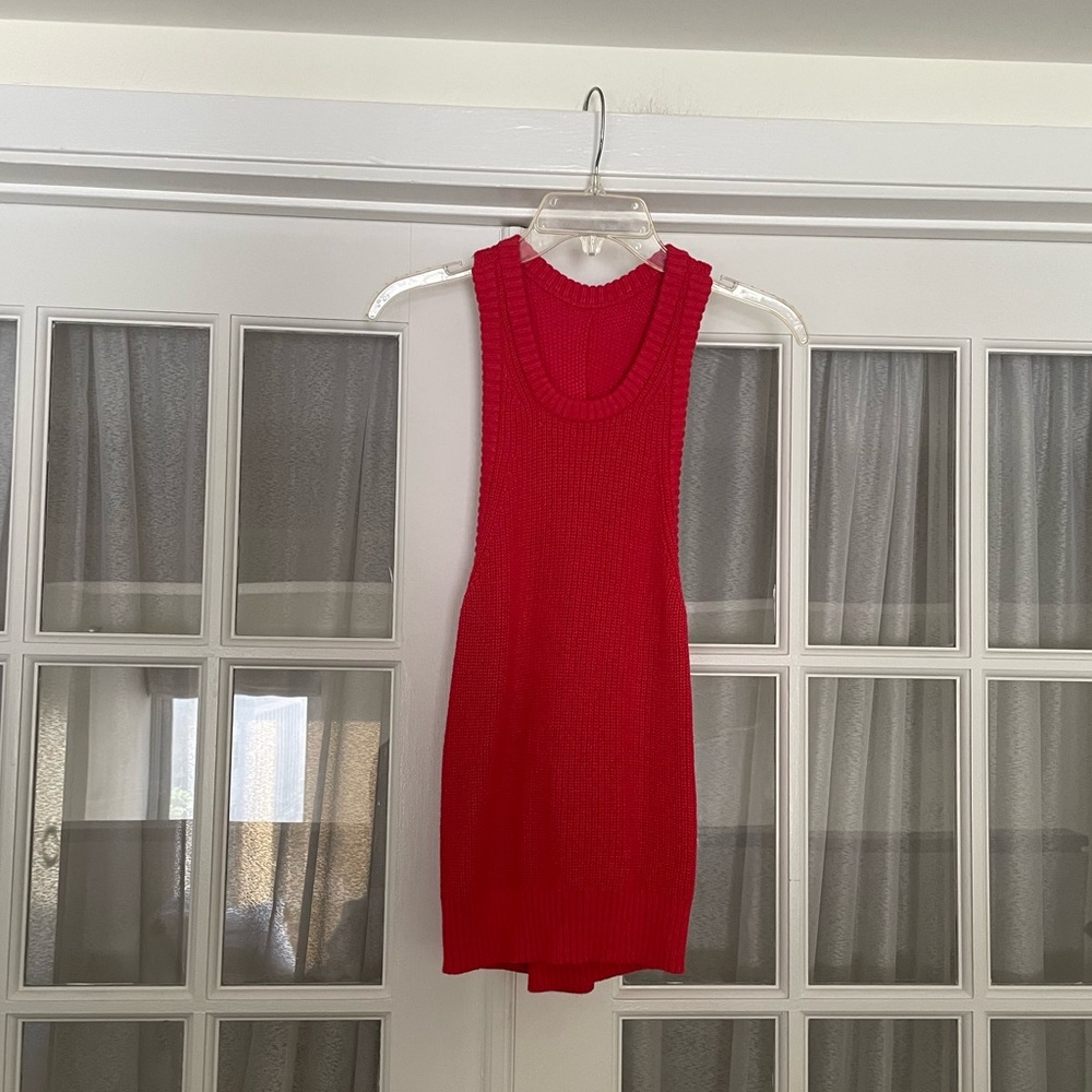 JCrew Red Cotton Cashmere Cross Back Sweater Tank